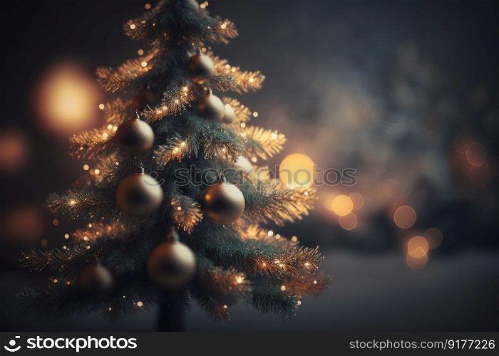 Christmas tree background. Illustration Generative AI 