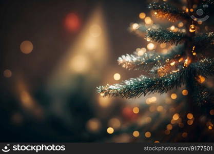 Christmas tree background. Illustration Generative AI
