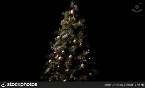 Christmas tree background. Illustration Generative AI 