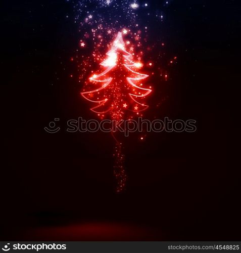 Christmas tree. Background image of Christmas tree against dark background