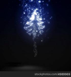 Christmas tree. Background image of Christmas tree against dark background