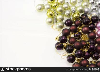 christmas-tree balls with gold isolated on white