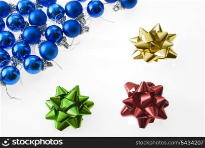 christmas-tree balls with lace and bows isolated on white