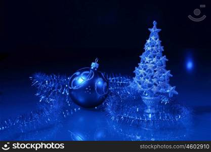 christmas tree. Beautiful Decorated Christmas tree on a darl background