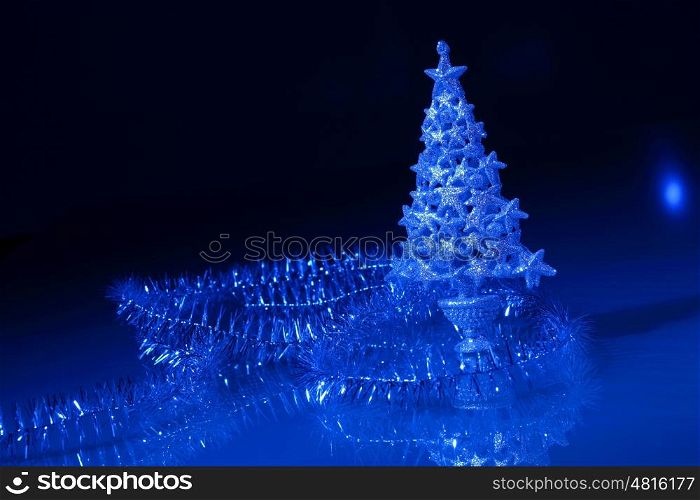 christmas tree. Beautiful Decorated Christmas tree on a darl background