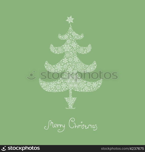 Christmas tree, composed from snowflakes. Vector, EPS8