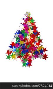 Christmas tree composed of colored stars.