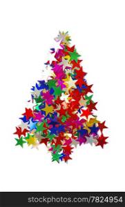 Christmas tree composed of colored stars.