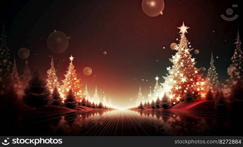 Christmas tree decoration wallpaper. Colourful ornaments and lights. Generative AI