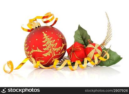 Christmas tree decorations on a white background