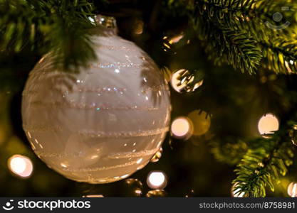 Christmas tree decorations with Christmas lights