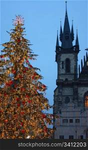 Christmas tree in Prague, in front of the Tyn Church