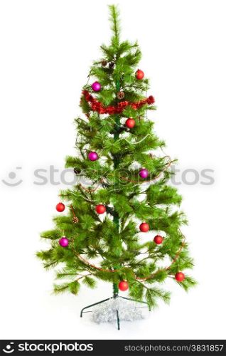 Christmas tree. Isolated decorated christmas tree