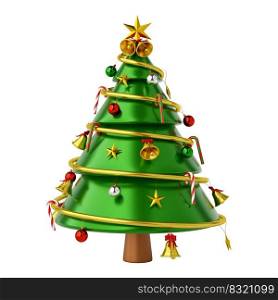 Christmas tree isolated with clipping path 3d render