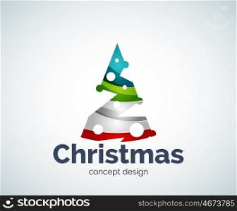 Christmas tree logo template, abstract business icon
