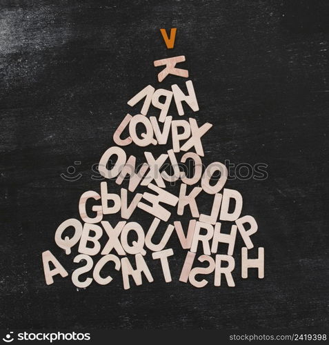 christmas tree made from wooden letters