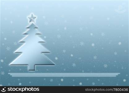 christmas tree. metallic illustration of a christmas tree on a snowy day