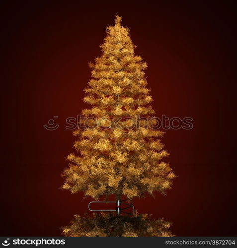 Christmas tree on a dark red background