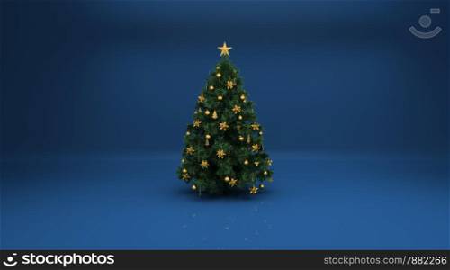 Christmas tree on blue background. Design elements for holiday cards