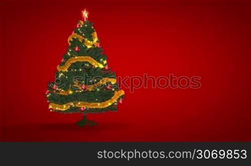 Christmas Tree on red background