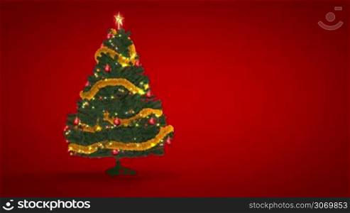 Christmas Tree on red background