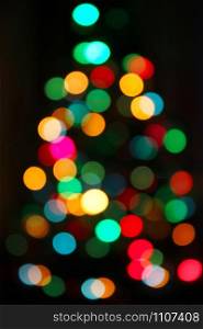 Christmas Tree, Unfocused Bright Colorful Lights Background