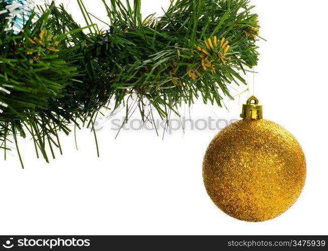 christmas tree with ball cut out from white background