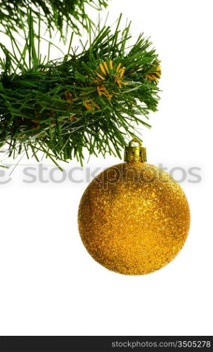 christmas tree with ball cut out from white background