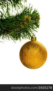 christmas tree with ball cut out from white background