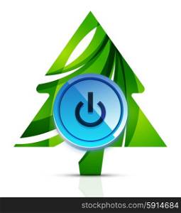 Christmas tree with button. Christmas tree and snow with button. Vector illustration