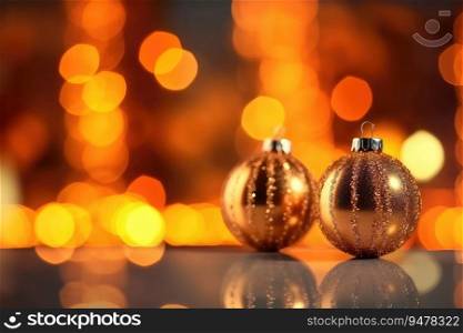 Christmas Tree with Decoration red balls and lights In abstract defocused background, New Year concept , Generate Ai. Christmas with Decoration red balls and lights In abstract defocused background, New Year concept , Generate Ai