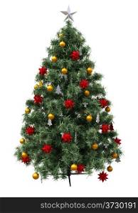 Christmas tree with decorations isolation on white background