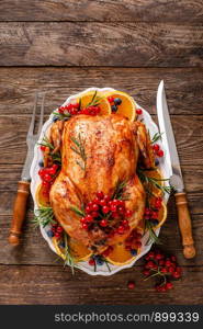 Christmas turkey. Traditional festive food for Christmas or Thanksgiving