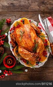 Christmas turkey. Traditional festive food for Christmas or Thanksgiving