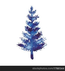 Christmas Watercolour Blue Tree Design Background of pine tree element on white background. Xmas holiday decorative winter watercolor spruce. Concept eve for greeting card. New year party painting.. Christmas Watercolour Blue Tree Design Background of pine tree element on white background. Xmas holiday decorative winter watercolor spruce. Concept eve for greeting card. New year party painting