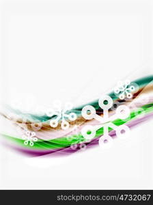 Christmas wave abstract background, curve line with snowflakes