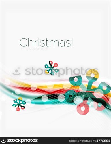 Christmas wave abstract background, curve line with snowflakes