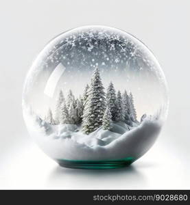 Christmas winter transparent clear sphere isolated on white background . High quality 3d illustration. Christmas winter transparent clear sphere isolated on white background 