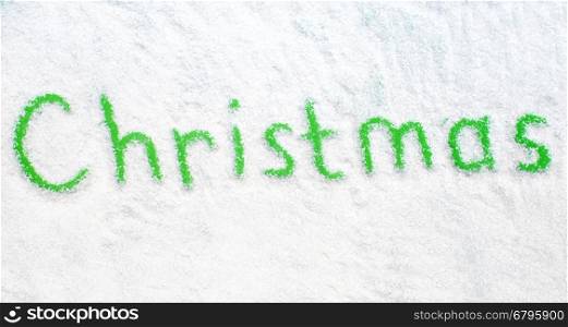 Christmas words on snow