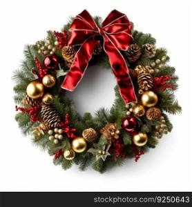 Christmas wreath background. Illustration Generative AI 