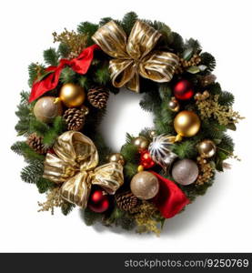 Christmas wreath background. Illustration Generative AI 