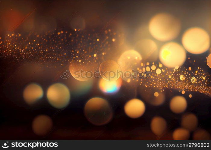 christmas yellow lights bokeh defocused dark background. christmas lights defocused background