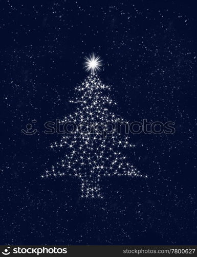 christms stars. christmas tree made up of stars in the night sky