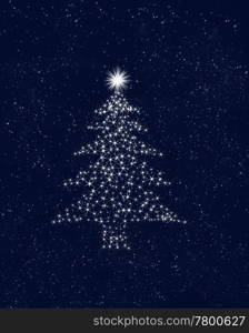 christms stars. christmas tree made up of stars in the night sky