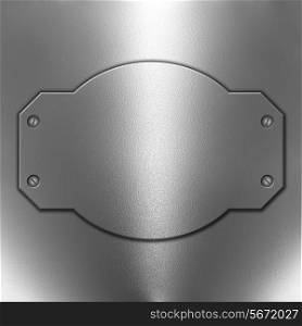Chrome style metal background with screwed plate