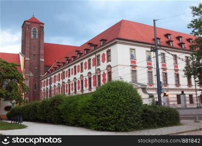 Church and old University Library on Island Piasek in Wroclaw, Poland