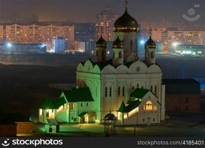 church at night city