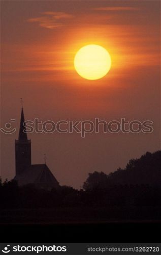 Church at sunset, Holland