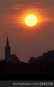 Church at sunset, Holland