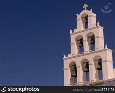 Church bell tower in Santorini Greece